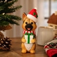 thumbnail image 1 of Light-up German Shepherd Blow Mold, Christmas Decoration, 8in Resin Dog Figurine with Santa Hat Scarf and Gift Box, Cute Christmas Dog Decor for Mantel Shelf Tabletop Covered Porch, 1 of 7