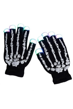 Light up Gloves Fingertips, 2026 LED Rave Glove, 7 Colors Light Show Lights up Finger Gloves for Gloving, Lighting（Skeletons）