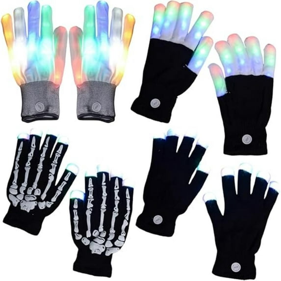Light up Gloves Fingertips, 2026 LED Rave Glove, 7 Colors Light Show Lights up Finger Gloves for Gloving, Lighting(a+b+c+d)