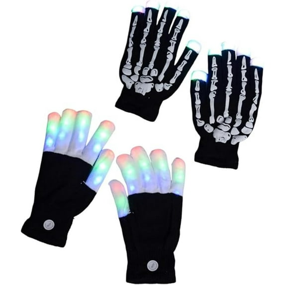 Light up Gloves Fingertips, 2026 LED Rave Glove, 7 Colors Light Show Lights up Finger Gloves for Gloving, Lighting(b+d)