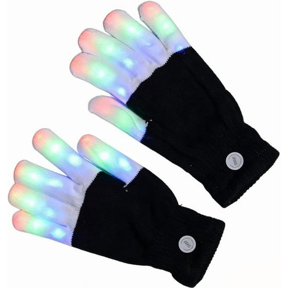 Light up Gloves Fingertips, 2026 LED Rave Glove, 7 Colors Light Show, Lights up Finger Gloves