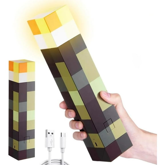 Light-up Glowing Torch Lamp with 3 Lighting Levels - USB Rechargeable LED Flashlight Night Light,Torch Light with Wall Mount & Hand Held for Birthday Party Living Room Bedroom Gaming Decor