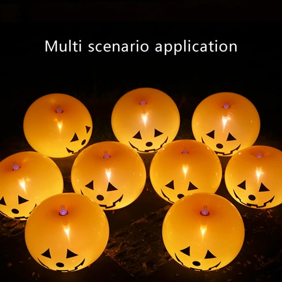 Light-up Halloween Balloons, Inflatable LED Glow in the Dark Pumpkin Decoration for Party