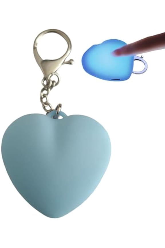 Light-up Heart Light Keychain for Handbag, Purse Glow Heart Shaped Light Rechargeable, Touch Sensor Bag Hanging Night Lights for Girls Gift(BLUE)