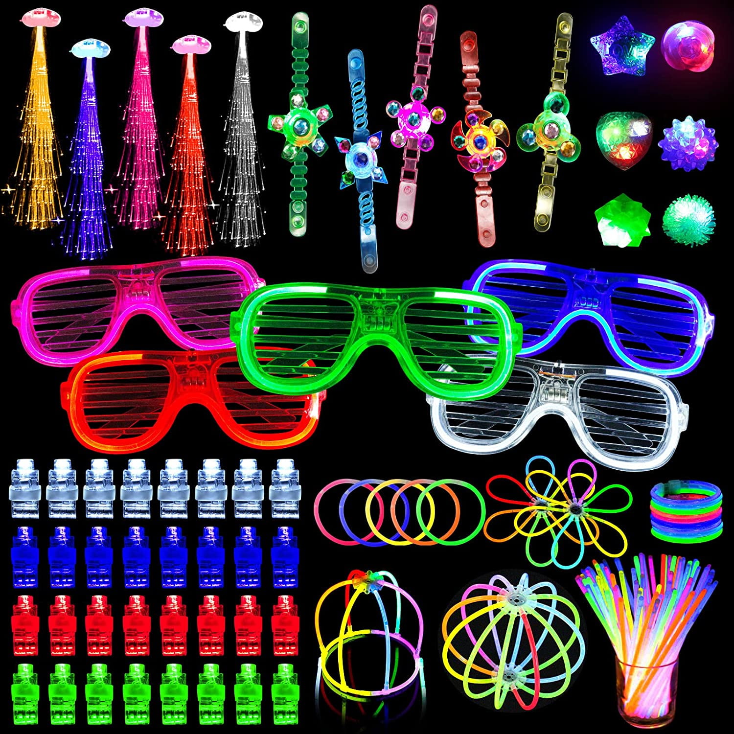 100 Pieces Halloween LED Glow Bracelets Set, Neon Glow in the Dark Party  Supplies, Light Up Party Favors, Gifts for Kids, Adults, Glow Accessories