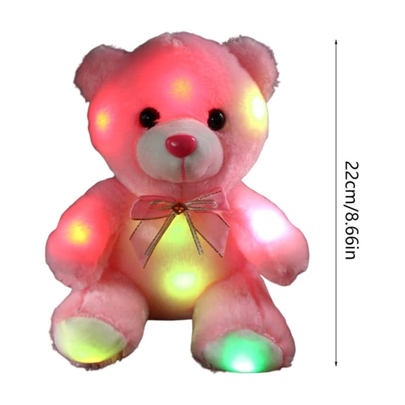 Light up Pink Teddy Bear LED Stuffed Animal Soft Nightlight Glow Bear Plush Toy Gifts for Kids Mom Girls Birthday