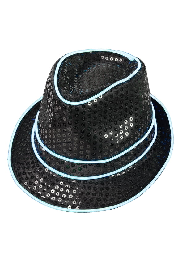 Light up Sequin Fedora LED Hat Neon Rave Costumes Glow in Dark Party