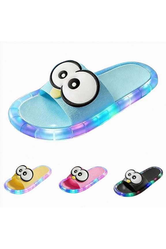 Light up Slippers for Women Sensor Glow Sandals Cute Cartoon Eyes Motion Sensor Lightweight LED Slides Walking Shoes Pink Size 7