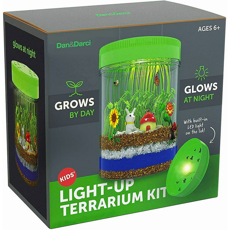 Reklame lavendel Sæt tabellen op Light-up Terrarium Kit for Kids with LED Light on Lid - Create Your Own  Customized Mini Garden in a Jar That Glows at Night - Science Kits for Boys  & Girls -