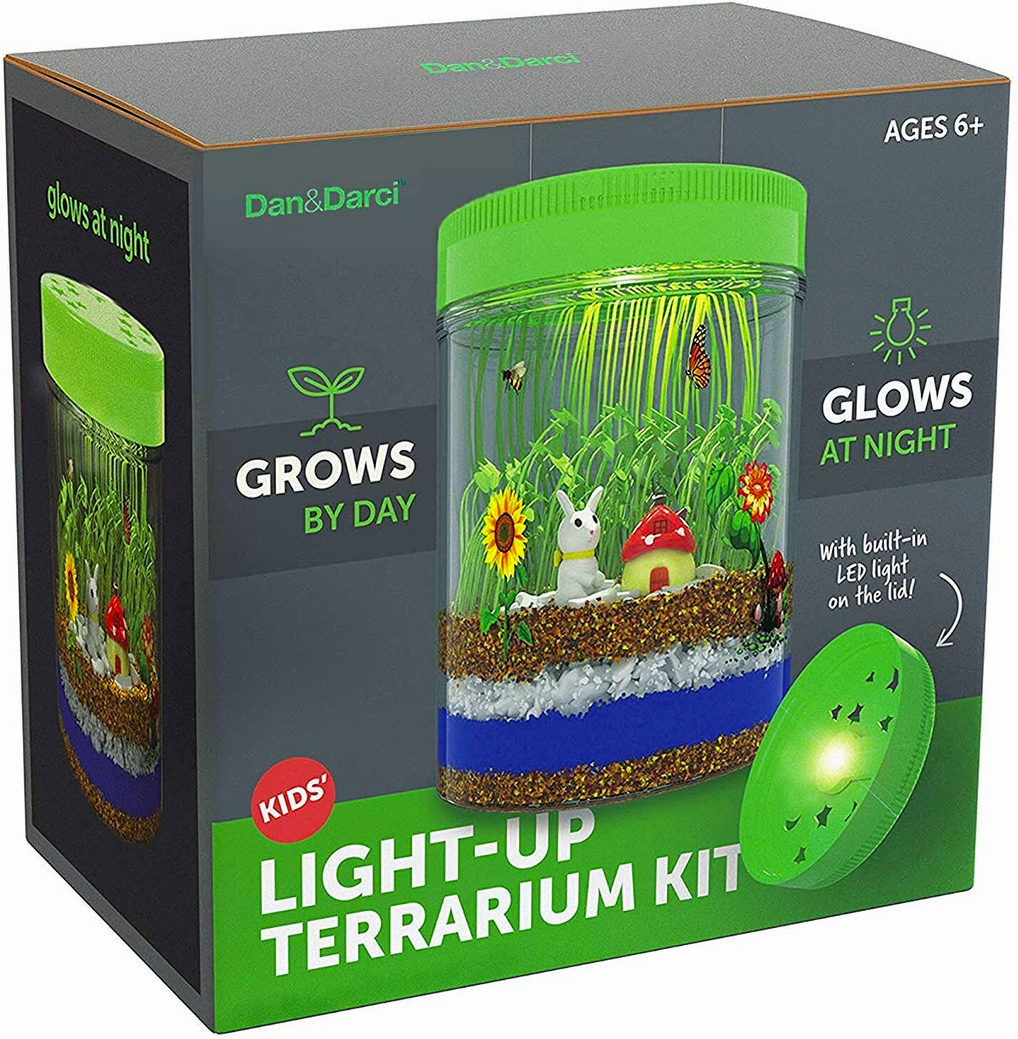 Light-up Terrarium Kit for Kids with LED Light on Lid - Create Your Own Customized Mini Garden in a Jar That Glows at Night - Science Kits for Boys & Girls - Gardening Gifts for Kids - Children Toys - image 1 of 9