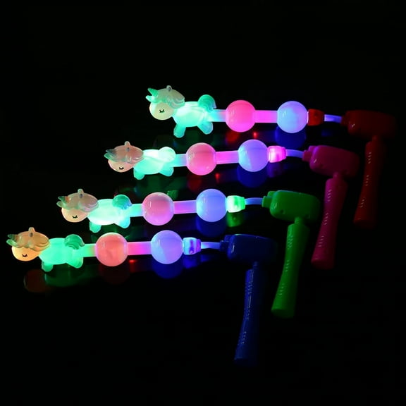 Light up Unicorn Spinning Ratchets LED Unicorn Ball Maracas Flashing Spinners , Assorted Color , 4 Pack