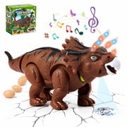 Lictin Walking Dinosaur Toy for Kids 3-5, Robot Dinosaur Toy with Light, Light, Eggs & Projection, Electric Triceratops Dino Toys Gift for Toddler Boys Girls