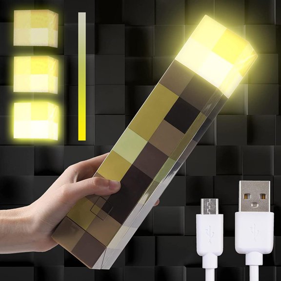 Light-up Wall Torch - Batteries & USB Pluggable Night Lamp - Hand Held or Wall Mount Lighting Torch Three-Level Brightness