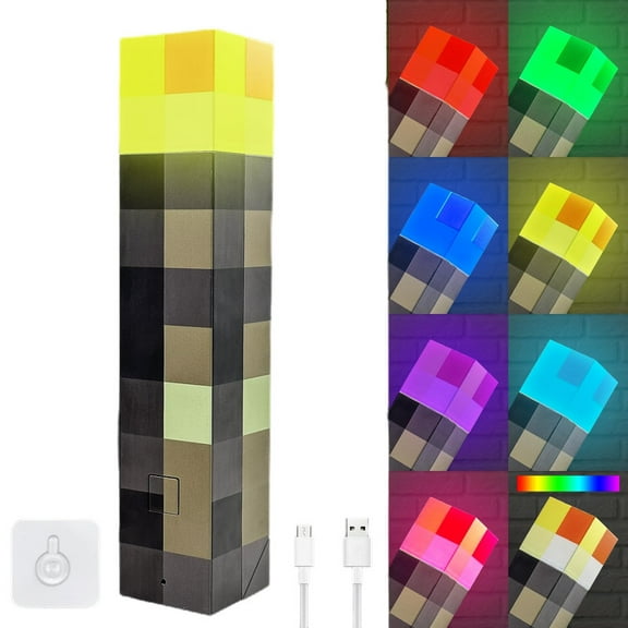 Light-up Wall Torch Lamp,7-Color Night Light,Rechargeable Night Lamp, Hand Held & Wall Mountable Table Light,Costume Cosplay Nightstand Lamp for Room Decor for Boys Girls(Regular Version)