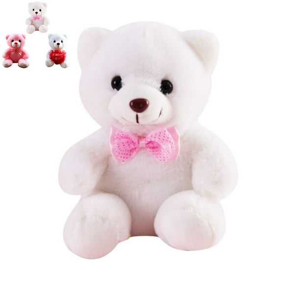 Light up White Teddy Bear LED Stuffed Animal Soft Nightlight Glow Bear Plush Toy Gifts for Kids Mom Girls Valentine's Day Birthday Christmas, 8"