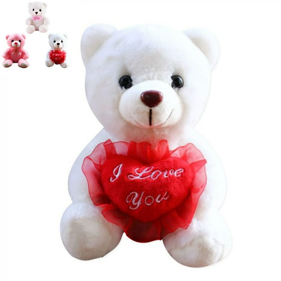 Light up White Teddy Bear LED Stuffed Animal Soft Nightlight Glow Bear Plush Toy Gifts for Kids Mom Girls Valentine's Day Birthday Christmas, 8"