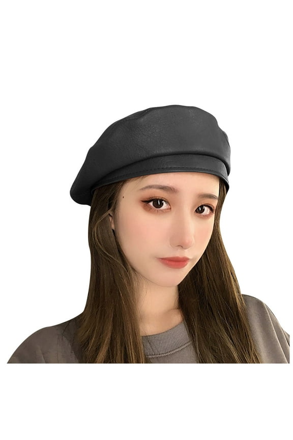 Light up Wide Hats Women Leather Beret French Artist Beret Cap Women Beret Hat Beret Long Christmas Hat Large for Women