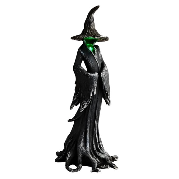 Light up Witch Tabletop Halloween  Decor, with LED Green Light, 12", Dark, Gothic Style by BRRZK