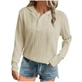 thumbnail image 1 of Light-weight Pullover Hoodies Womens Trendy Casual Hooded Solid Sweatshirt 1/4 Button Pull Over Fall Top (M, Beige), 1 of 6