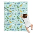 thumbnail image 1 of LightBlue Cartoon Dinosaurs Cacti Pattern Blanket,Comfortable Soft Flannel Throw Blanket,All Season,Warm Lightweight Blankets for Sofa Bed Couch Living Room Chair,30"x40", 1 of 4