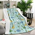 thumbnail image 1 of LightBlue Cartoon Dinosaurs Cacti Pattern Blanket,Comfortable Soft Flannel Throw Blanket,All Season,Warm Lightweight Blankets for Sofa Bed Couch Living Room Chair,60"x80", 1 of 4