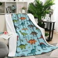 thumbnail image 1 of LightBlue Cartoon Dinosaurs Names Pattern Blanket,Comfortable Soft Flannel Throw Blanket,All Season,Warm Lightweight Blankets for Sofa Bed Couch Living Room Chair,50"x60", 1 of 4