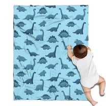 LightBlue Cartoon Dinosaurs Pattern Blanket,Comfortable Soft Flannel Throw Blanket,All Season,Warm Lightweight Blankets for Sofa Bed Couch Living Room Chair,30"x40"