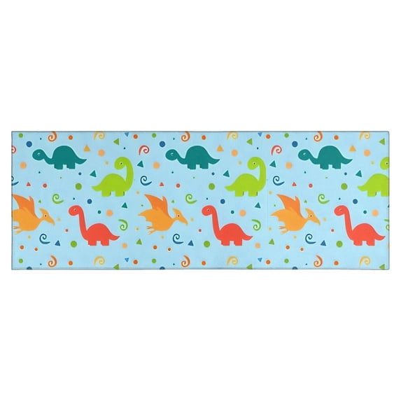 LightBlue Cartoon Dinosaurs Patterns Pattern Kitchen Rug Mat,Kitchen Runner Rugs Non Skid Washable,Decorative Kitchen Floor Mats for Kitchen,Sink,Laundry,17"X47"