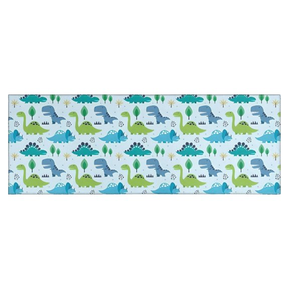 LightBlue Cartoon Dinosaurs Trees Stars Pattern Kitchen Rug Mat,Kitchen Runner Rugs Non Skid Washable,Decorative Kitchen Floor Mats for Kitchen,Sink,Laundry,17"X47"