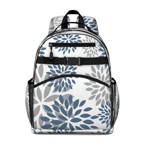 Purple Floral and Petal Pattern Backpack for School,Cute School Bag,Schoolbag with Adjustable Shoulder Straps & Padded Back,15.25"x11.5"x5.25"