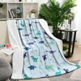 thumbnail image 1 of LightBlue Dinosaurs Stars Moons Pattern Blanket,Comfortable Soft Flannel Throw Blanket,All Season,Warm Lightweight Blankets for Sofa Bed Couch Living Room Chair,40"x50", 1 of 4