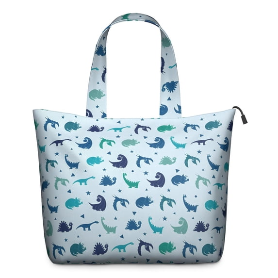 LightBlue Dinosaurs Stars Triangles Pattern Travel Tote Bags for Women Carry On,Large Weekender Bags for Women Travel,Multi Functional Duffle Bag for Work,Shopping,Sports