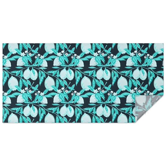 LightBlue Lemon Fruits DarkBlue Pattern Rectangle Tablecloth 60"x120",Waterproof Polyester Rectangle Table Cloth, Wipeable Spillproof Polyester Tablecloth for Dining, Camping, Indoor and Outdoor