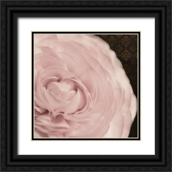 LightBoxJournal 12x12 Black Ornate Wood Framed with Double Matting Museum Art Print Titled - Pink Peonie 03