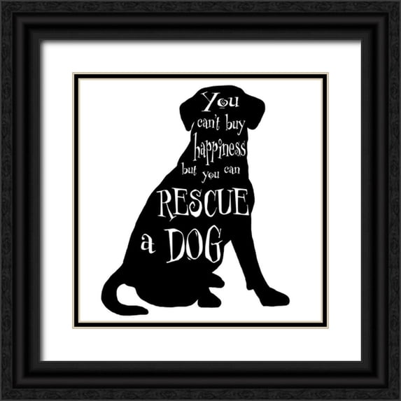 LightBoxJournal 12x12 Black Ornate Wood Framed with Double Matting Museum Art Print Titled - Rescue Dog 6