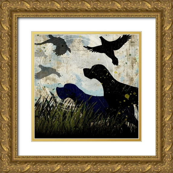 LightBoxJournal 12x12 Gold Ornate Wood Framed with Double Matting Museum Art Print Titled - Classic Pointer 06