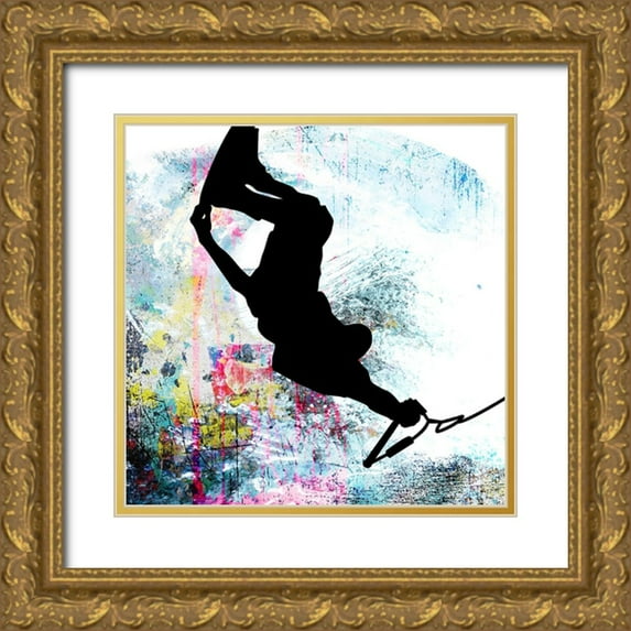 LightBoxJournal 12x12 Gold Ornate Wood Framed with Double Matting Museum Art Print Titled - Extreme Wakeboard 3