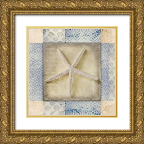 LightBoxJournal 12x12 Gold Ornate Wood Framed with Double Matting Museum Art Print Titled - White Sea Starfish