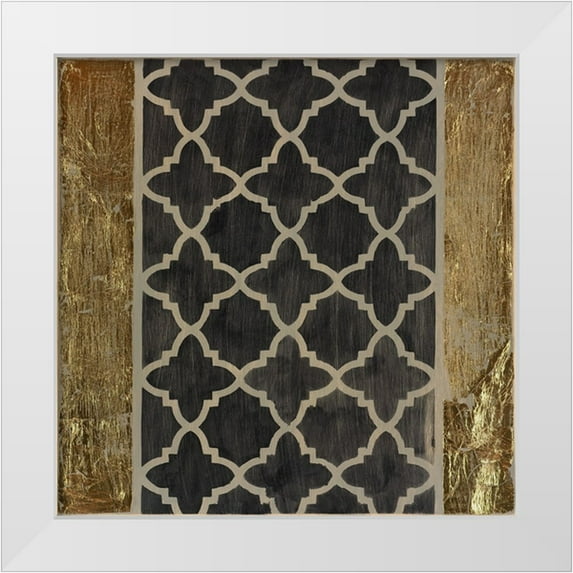 LightBoxJournal 12x12 White Modern Wood Framed Museum Art Print Titled - Black N Gold I
