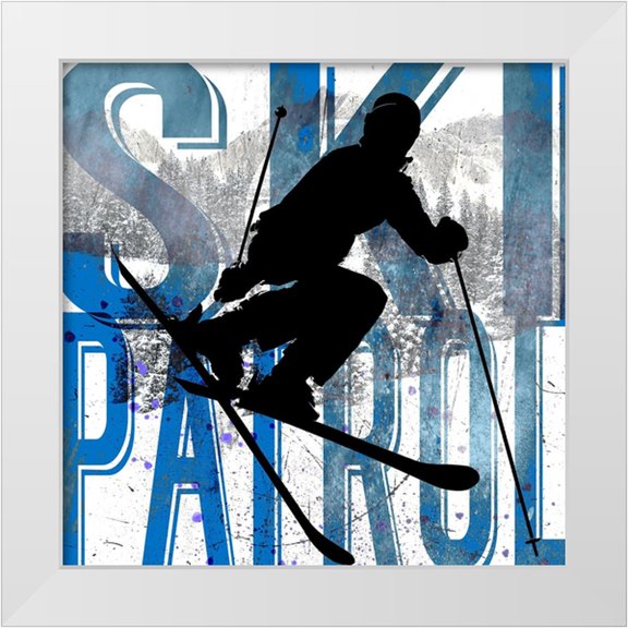 LightBoxJournal 12x12 White Modern Wood Framed Museum Art Print Titled - Extreme Skier Word Collage Patrol