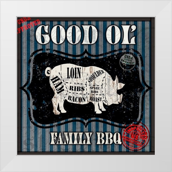 LightBoxJournal 12x12 White Modern Wood Framed Museum Art Print Titled - Good Ol Family BBQ Square Pig