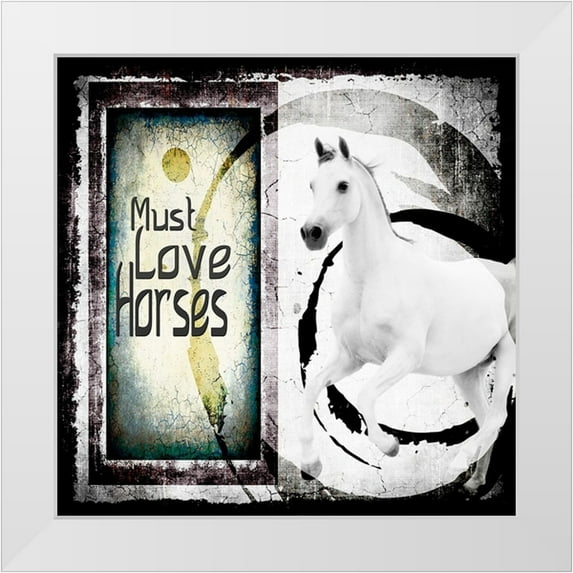 LightBoxJournal 12x12 White Modern Wood Framed Museum Art Print Titled - Must Love Horses