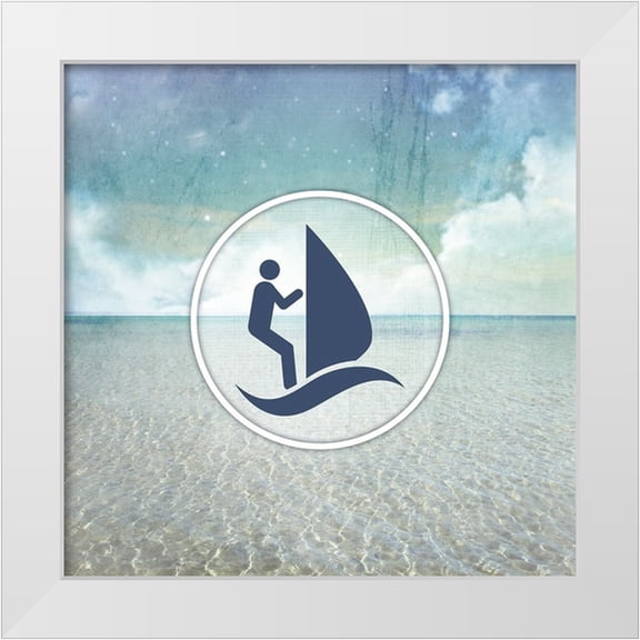 LightBoxJournal 12x12 White Modern Wood Framed Museum Art Print Titled - Signs_SeaLife_WindSurfer