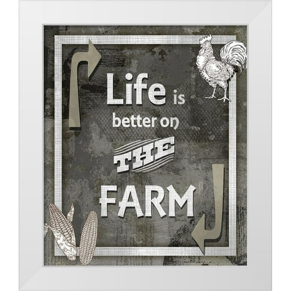 LightBoxJournal 12x13 White Modern Wood Framed Museum Art Print Titled - Farm Sign_Life is Better