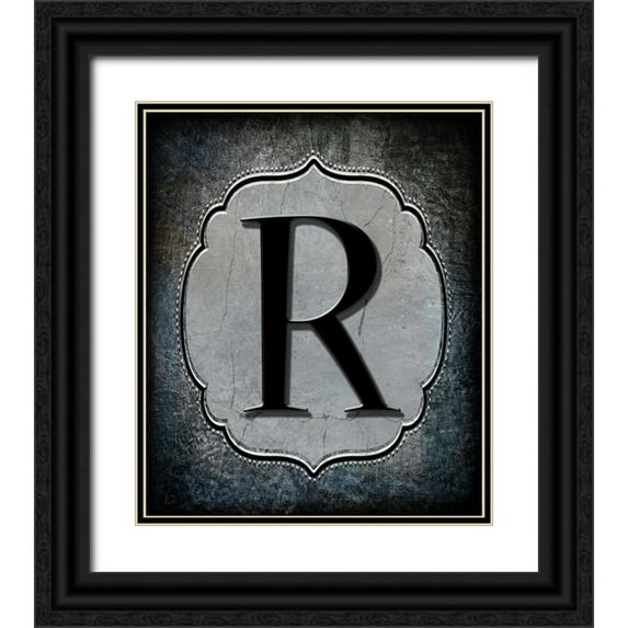 LightBoxJournal 12x14 Black Ornate Wood Framed with Double Matting Museum Art Print Titled - Letter R