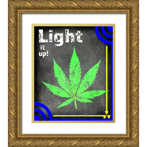 LightBoxJournal 12x14 Gold Ornate Wood Framed with Double Matting Museum Art Print Titled - Dorm Room Light It Up 2B