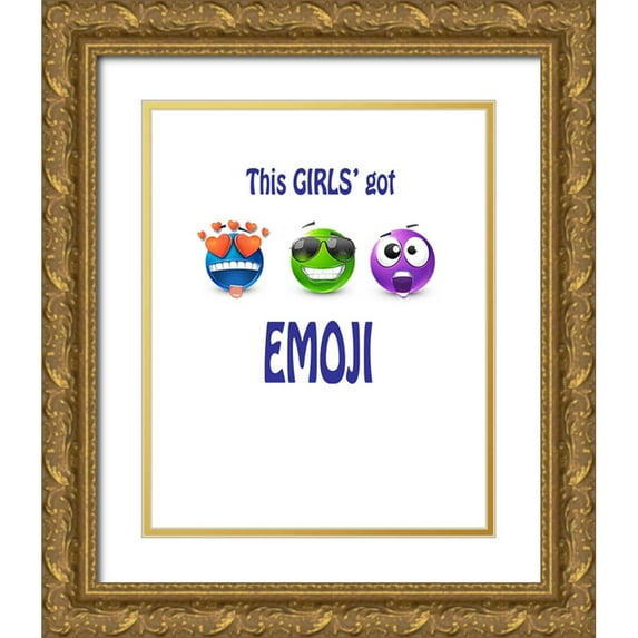LightBoxJournal 12x14 Gold Ornate Wood Framed with Double Matting Museum Art Print Titled - This Girls Got Emoji