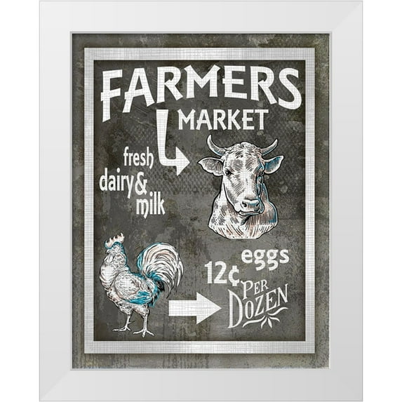 LightBoxJournal 12x14 White Modern Wood Framed Museum Art Print Titled - Farm Sign_Farmers Market 3