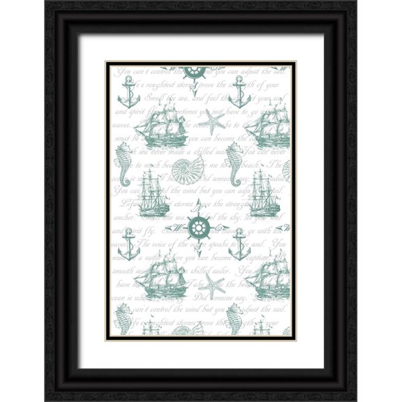 LightBoxJournal 13x18 Black Ornate Wood Framed with Double Matting Museum Art Print Titled - Sailor Away_Surface Pattern 1