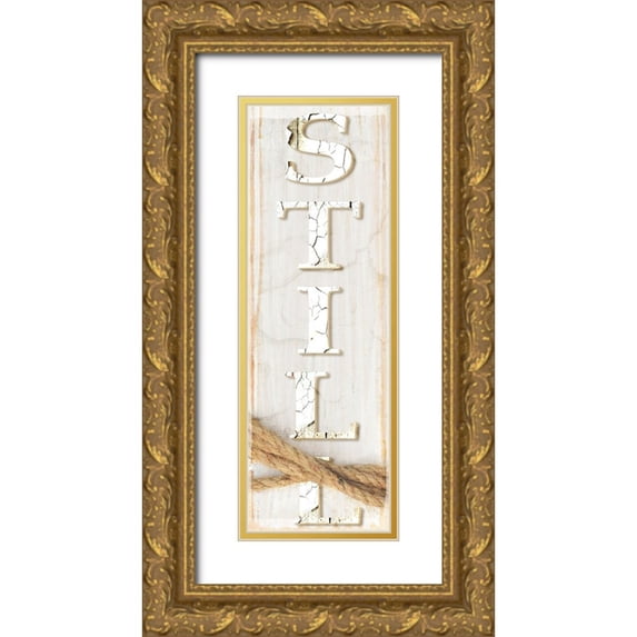 LightBoxJournal 13x32 Gold Ornate Wood Framed with Double Matting Museum Art Print Titled - Country Wood Sign V2 3